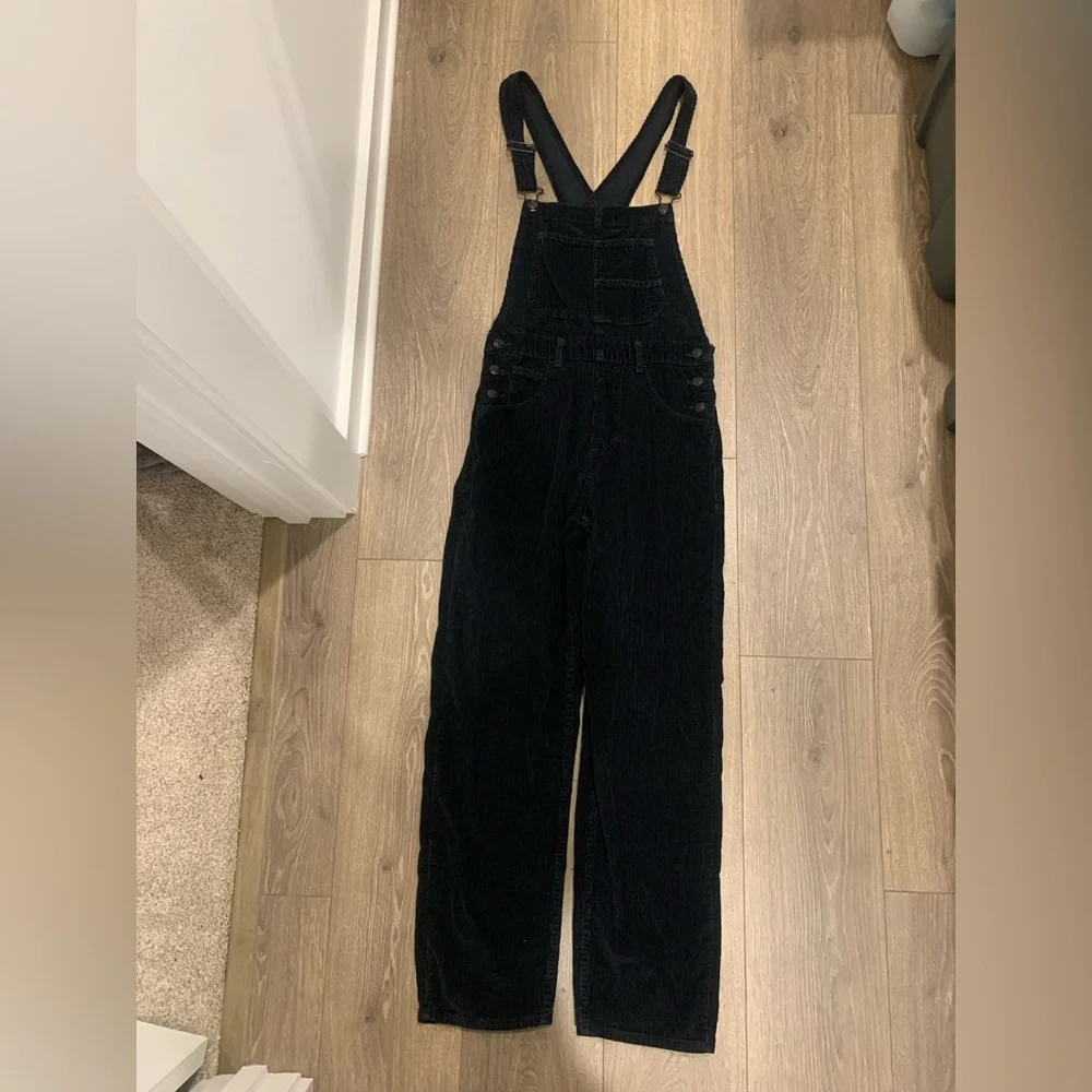 Free People We The Free Ziggy Black Corduroy Bib Overalls